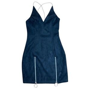 SEEK the Label Little Black Dress Double Zipper Front Criss Cross Back Size XS